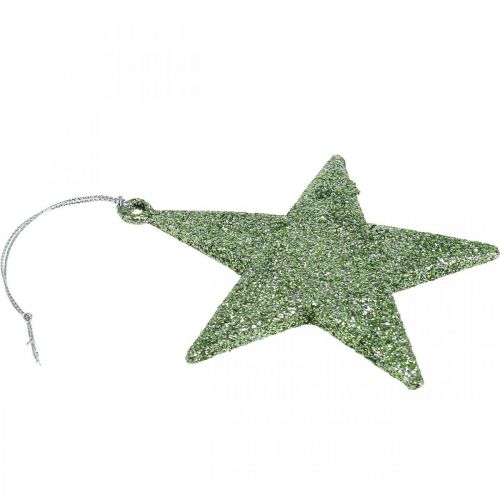 Floristik24 Décoration de Noël pendentif étoile menthe paillettes 10cm 12pcs