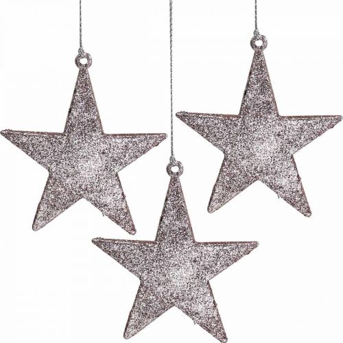 Floristik24 Décoration de Noël pendentif étoile paillettes roses 10cm 12pcs