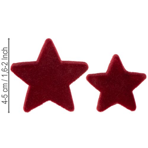 Décorations de Noël, étoiles, floquées bordeaux, décoration de table, 4-5 cm, lot de 40 pièces | Floristik24.be