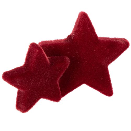 Décorations de Noël, étoiles, floquées bordeaux, décoration de table, 4-5 cm, lot de 40 pièces | Floristik24.be