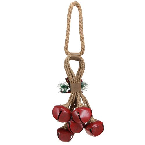 Article Décoration de Noël à suspendre cloches rouges avec noeud 51cm