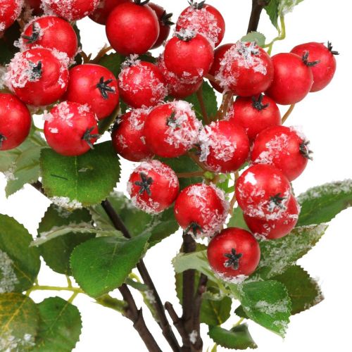 Article Branches de Noël aux fruits rouges, décoration d&#39;hiver, harpe rouge neigé L58cm