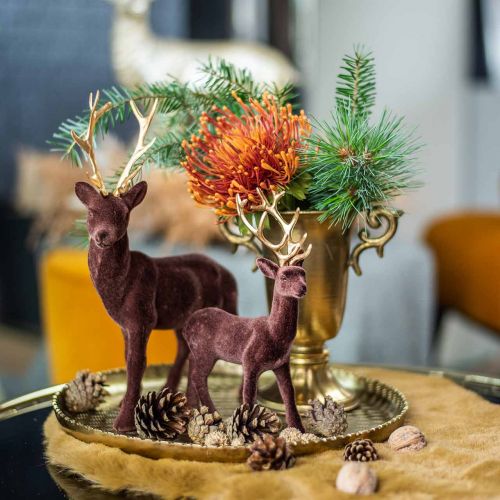 Floristik24 Décoration de Noël cerf décoratif à poser marron, doré 20cm 2 pcs