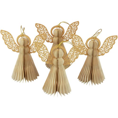 Article Ange en papier décoration ange de Noël papier crème H12cm 4 pcs