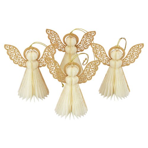 Article Ange en papier décoration ange de Noël papier blanc H12cm 4 pcs