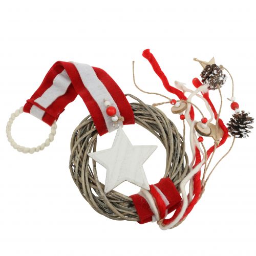 Couronne de Noël aux fenêtres à suspendre rouge, blanc Ø20cm L98cm