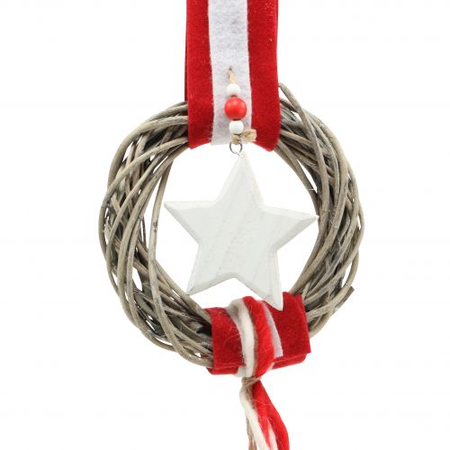 Article Couronne de Noël aux fenêtres à suspendre rouge, blanc Ø20cm L98cm