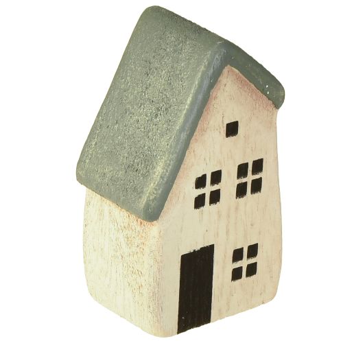 Article Village de Noël maisons en bois sapins verts et blancs 5-8 cm lot de 6