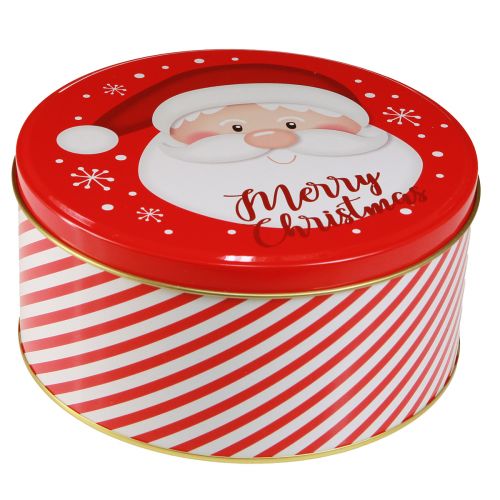 Article Boîtes de Noël Métal Rondes Rouge Blanc Ø13,5-19cm Lot de 3