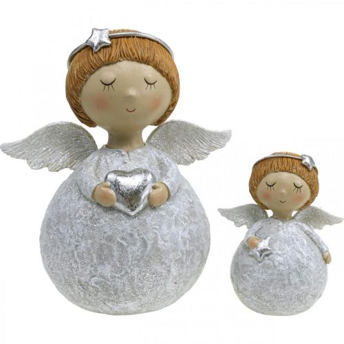 Floristik24 Ange de Noël figurine d&#39;ange avec étoile / coeur H11cm 2pcs