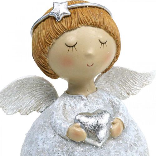 Floristik24 Ange de Noël figurine d&#39;ange avec étoile / coeur H11cm 2pcs