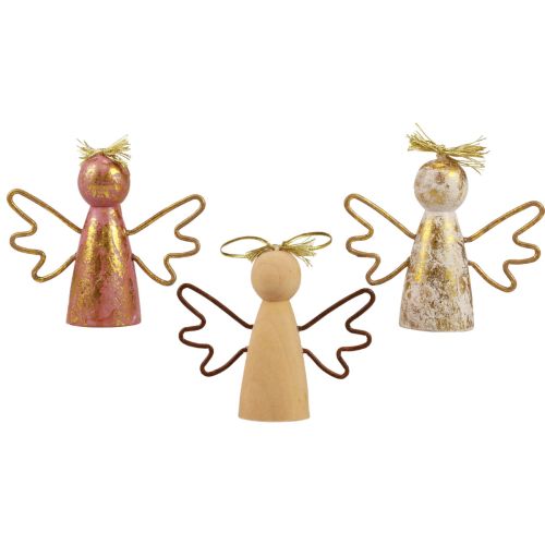 Article Décoration en bois ange de Noël cintre décoratif doré 9×3×7,5 cm 6 pcs