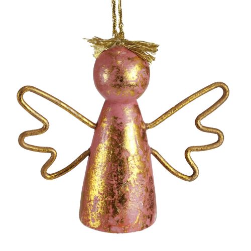 Article Décoration en bois ange de Noël cintre décoratif doré 9×3×7,5 cm 6 pcs