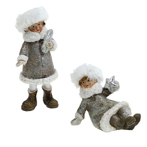 Floristik24 Figurine de Noël gris-blanc 13cm 2pcs