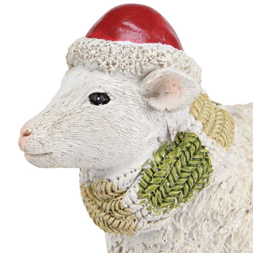 Article Figurines de Noël mouton avec bonnet et écharpe L16cm 2 pièces