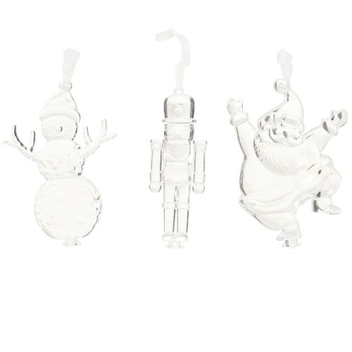 Figurines de Noël décoration d&#39;hiver à suspendre transparente H10cm 3pcs