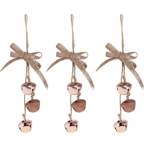 Article Cloches de Noël Décorations pour sapin de Noël cuivre rose Ø3,5cm 3pcs