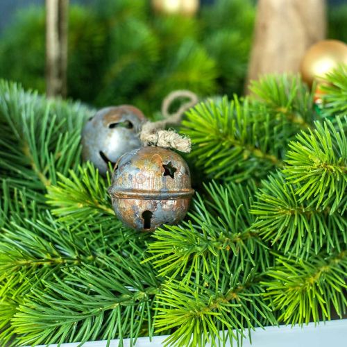 Article Cloches de Noël, cloches avec étoiles, décoration de l&#39;avent en métal aspect antique H5,5cm Ø5cm 4pcs
