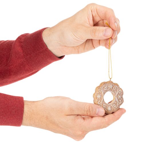Décorations de Noël, pain d'épice, aspect glaçage, casse-noisette, étoile, sapin, couronne, 6 cm, lot de 4 | Floristik24.be