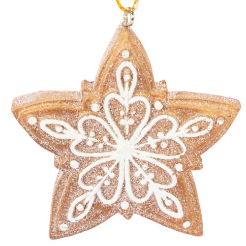 Décorations de Noël, pain d'épice, aspect glaçage, casse-noisette, étoile, sapin, couronne, 6 cm, lot de 4 | Floristik24.be