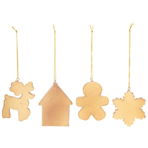 Décorations de Noël, motif gâteau au miel, renne, bonhomme en pain d'épice, flocon de neige, 7 cm, lot de 4 | Floristik24.be