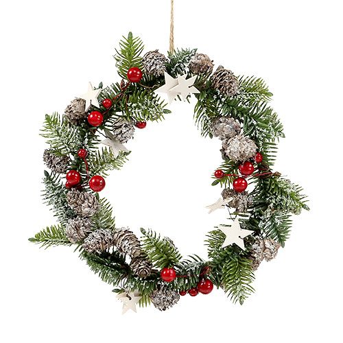 Couronne de Noël avec cônes, baies Ø20cm 2pcs