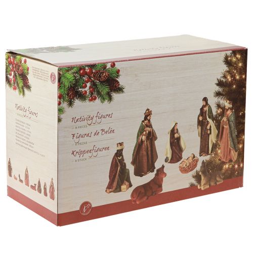 Article Crèche de Noël en polyrésine peinte à la main 8-20 cm 8 pièces