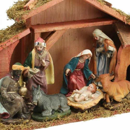 Article Crèche de Noël avec figurines Ensemble de décoration de Noël pour crèche 40×13×23,5cm