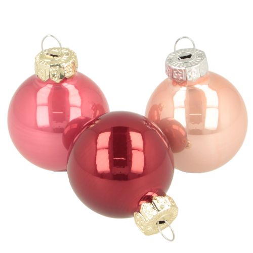 Boules de Noël décoratives en verre brillant, 3 cm, lot de 22.