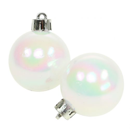 Floristik24 Boule de Noël blanche irisée petite Ø4cm 16 pcs