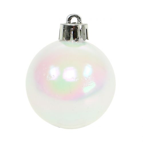 Floristik24 Boule de Noël blanche irisée petite Ø4cm 16 pcs