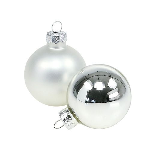 Floristik24 Boule de Noël Ø4cm argent brillant/mat 24pcs