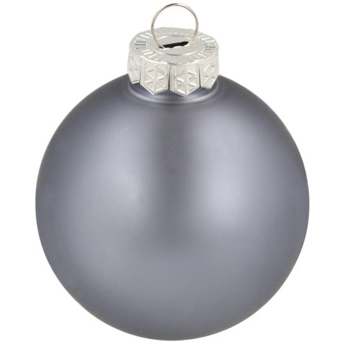 Floristik24 Lot de 24 boules décoratives en verre – bleu-gris, surface mate, brillante, 5 cm