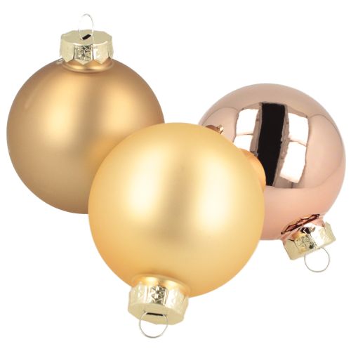 Floristik24 Trio de boules de Noël or et rosé – élégant ensemble de 3 avec brillance et style 5 cm 24 pièces
