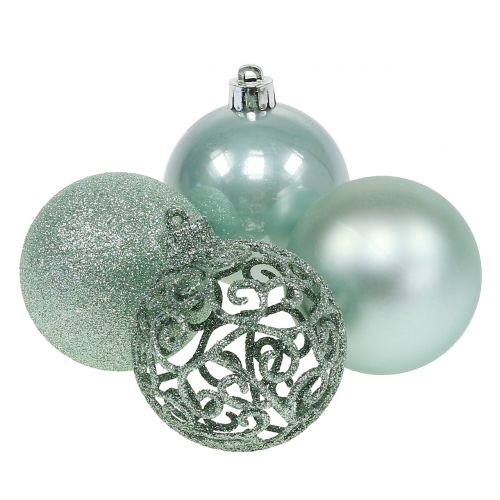 Floristik24 Boule de Noël vert clair Ø6cm 16 pcs