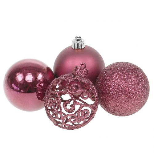 Boule de Noël rose Ø6cm 16 pcs