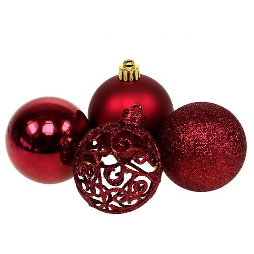 Floristik24 Boule de Noël rouge foncé Ø6cm 16pcs