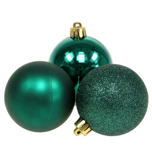 Floristik24 Boule de Noël mélange vert émeraude Ø6cm 10pcs