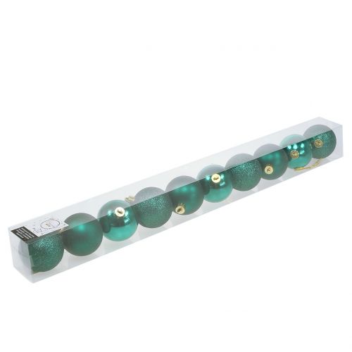 Floristik24 Boule de Noël mélange vert émeraude Ø6cm 10pcs