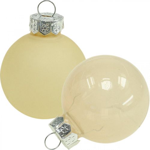 Boules de sapin de Noël en verre Boules de Noël crème mix Ø4cm 24 pcs