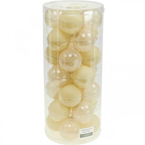 Article Boules de sapin de Noël en verre Boules de Noël crème mix Ø6cm 24 pcs