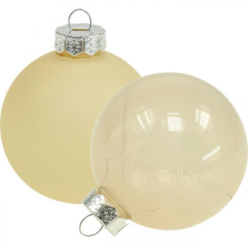 Boules de sapin de Noël en verre Boules de Noël crème mix Ø6cm 24 pcs