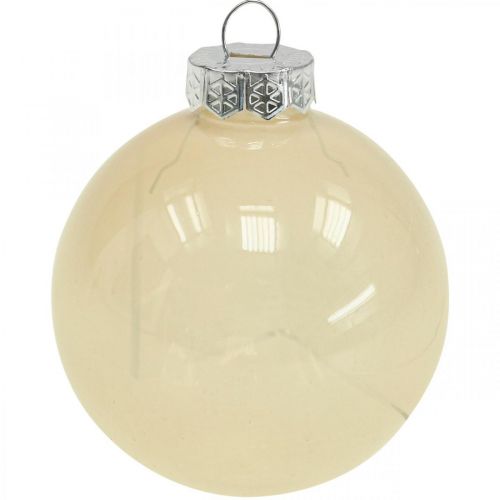 Article Boules de sapin de Noël en verre Boules de Noël crème mix Ø6cm 24 pcs