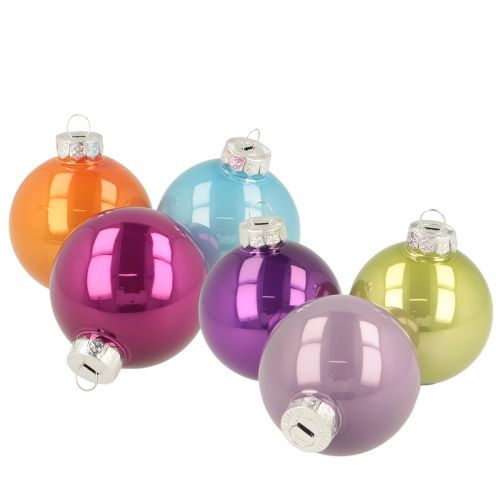 Ensemble de 24 boules de Noël colorées et brillantes, 60 mm. acheter | Floristik24.be