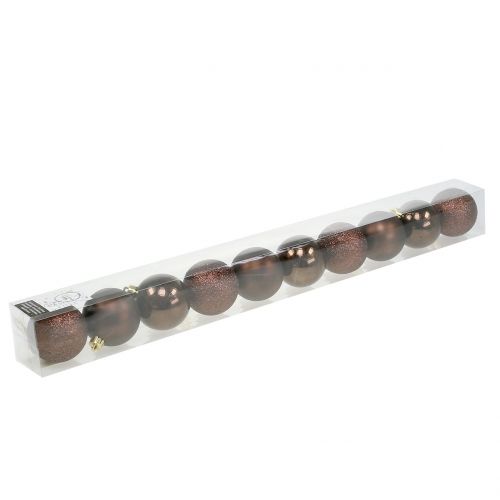 Floristik24 Boules de Noël marron chocolat mix Ø6cm 10pcs