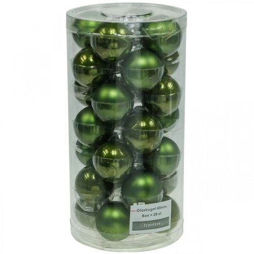 Article Boules de Noël verre vert mat/brillant Ø4cm 24 pcs