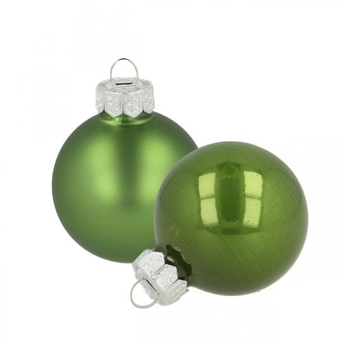 Boules de Noël verre vert mat/brillant Ø4cm 24 pcs