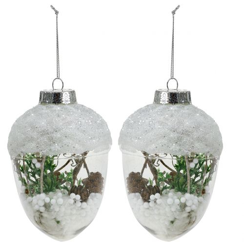 Floristik24 Décoration de sapin boule a neige Ø8cm 2pcs