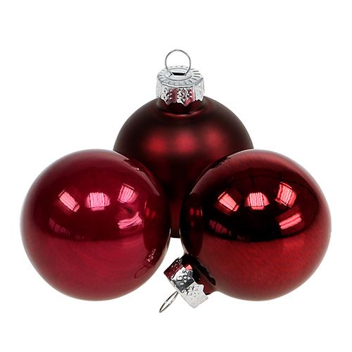 Verre boule de Noël Ø4cm Bordeaux mix 24 pcs