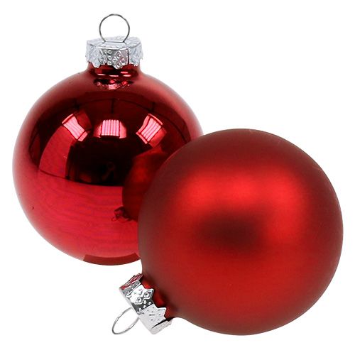 Boule de Noël en verre Ø6cm rouge mix 24pcs